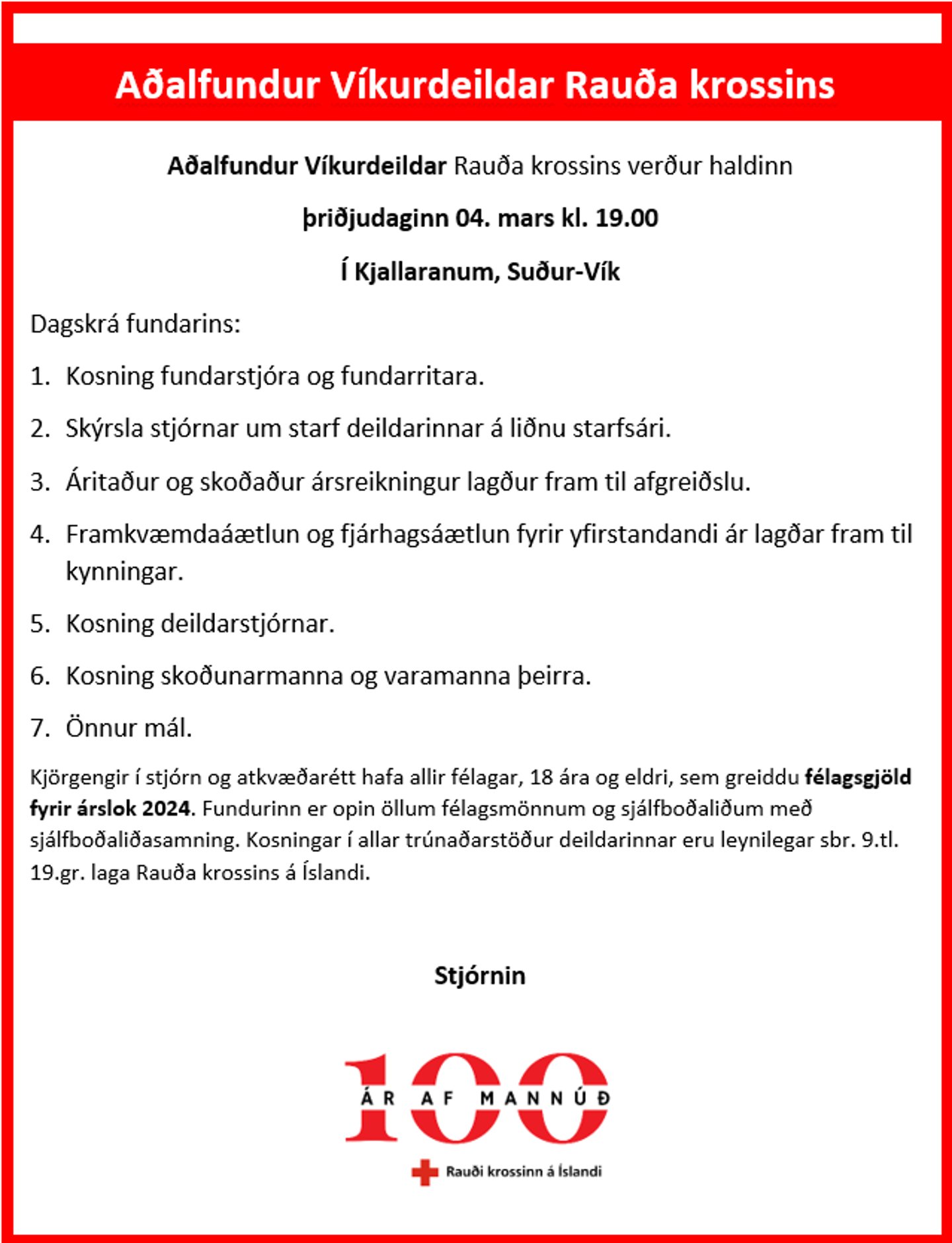 Adalfundur Auglysing 2025
